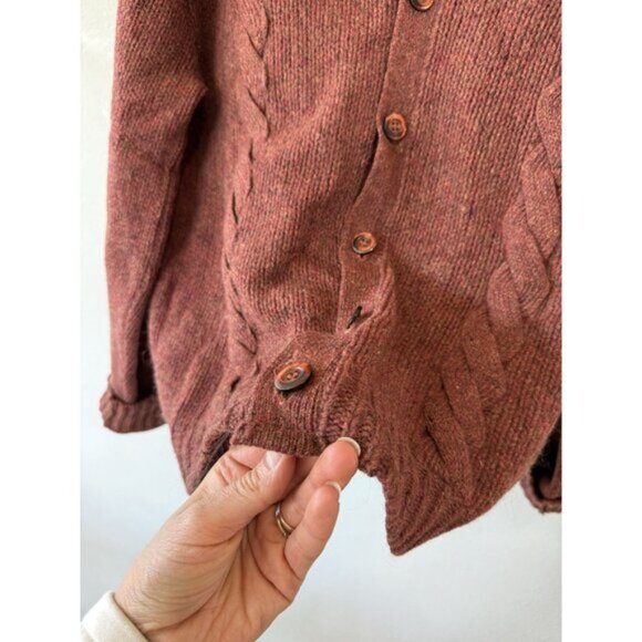 Vintage Wickbury Cardigan Sweater Mens Large L Burgundy Shetland Wool Made USA - Picture 4 of 5